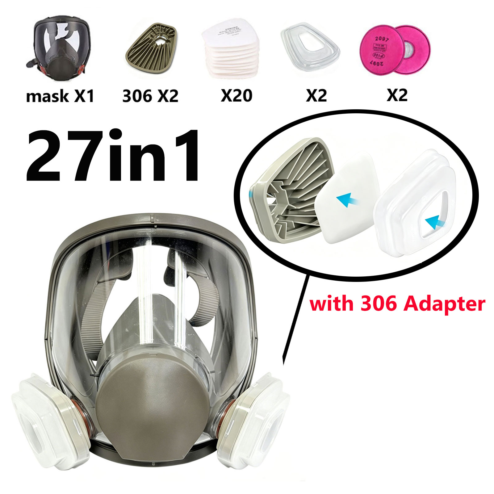 Woodworking Respirator - 6800 Full Face Respirator with 306