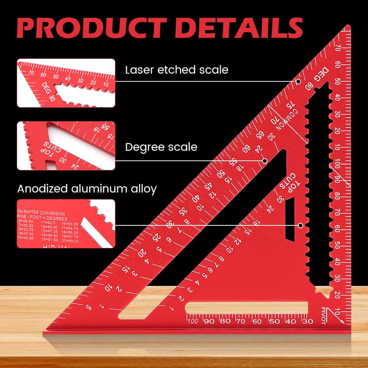 Woodworking Essentials - Aluminum Alloy Speed Square High Precision