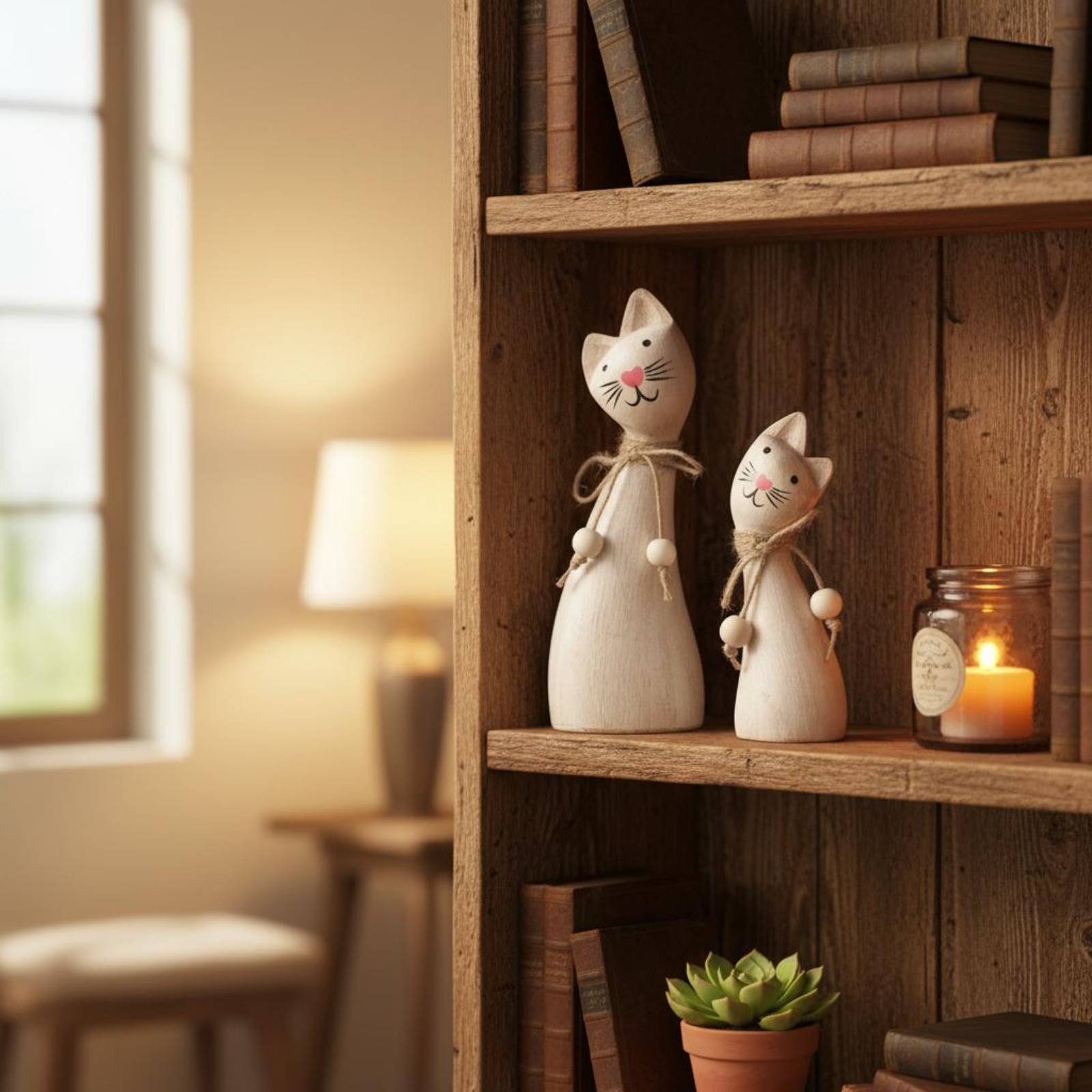 2 Pieces Couple Cat Statue Art - Woodworking Artisans review and price