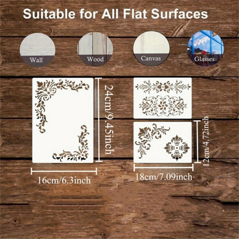 6Pcs Floral Corner Stencils fo - Woodworking Veneer review and price